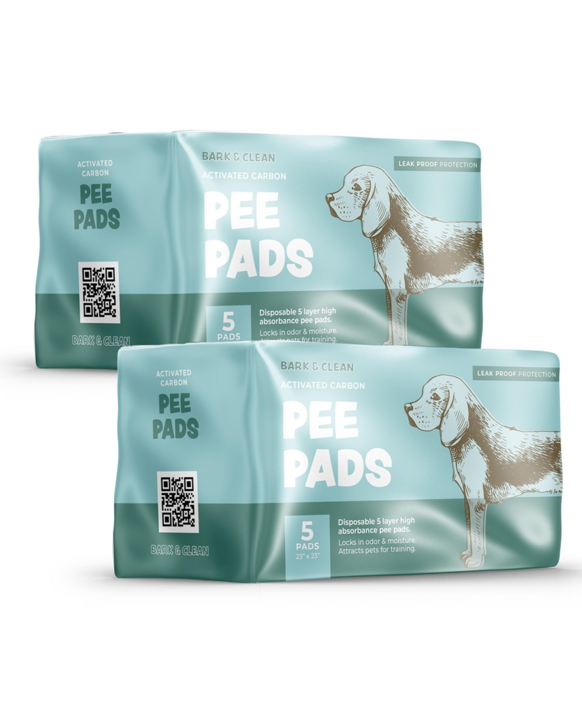 Traveler's Dog and Puppy Pee Pads, Leak-Proof Design, Heavy Duty Absorbency, 23" x 23", 2 Packs of 5 Pads - Charcoal