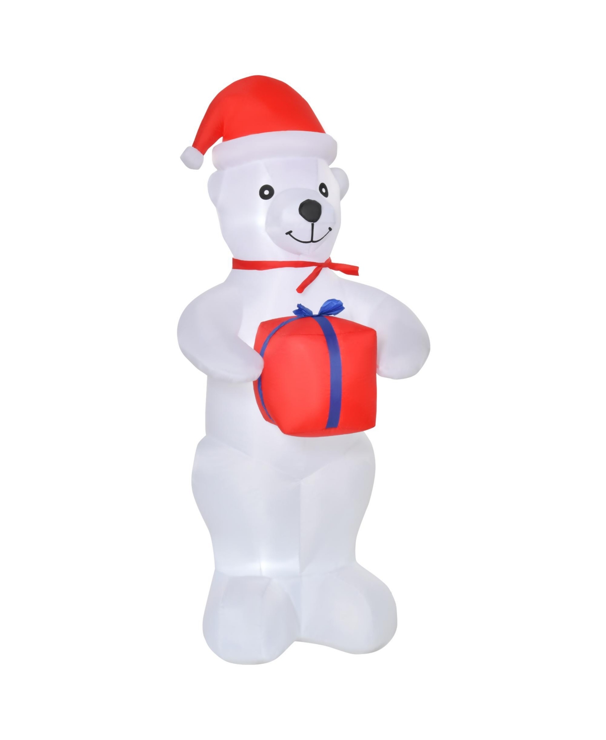 6' Christmas Inflatable Polar Bear w/ Present Blow-Up Yard Decoration - White