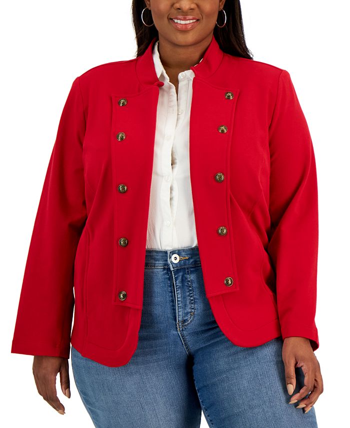Tommy Hilfiger, Jackets & Coats, Tommy Hilfiger Womens Military Band  Jacket Red Size Large