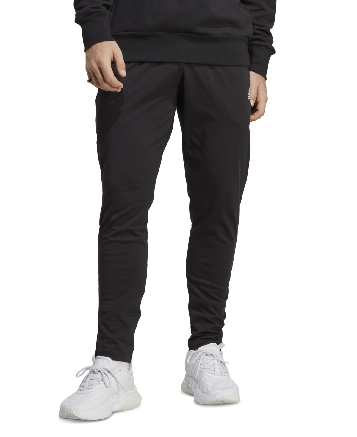 ADIDAS ORIGINALS ADIDAS MEN'S ESSENTIALS PERFORMANCE SINGLE JERSEY TAPERED OPEN HEM JOGGER PANTS