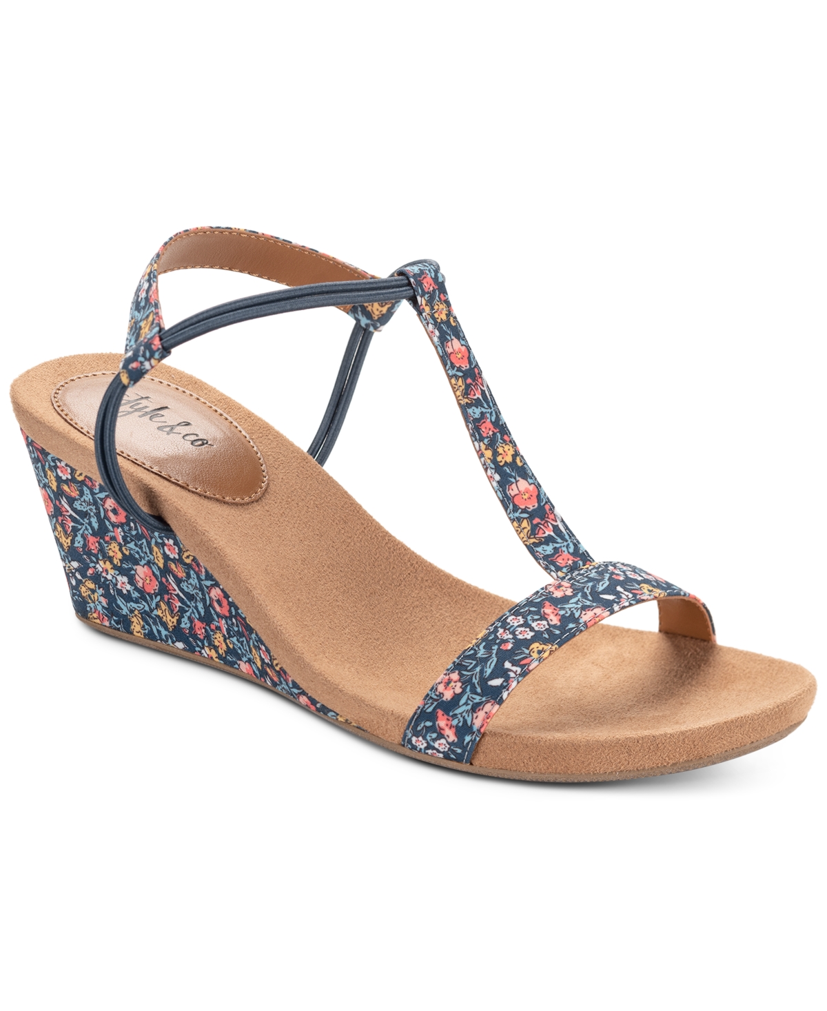 Style & Co Women's Mulan Wedge Sandals, Created For Macy's In Navy Floral