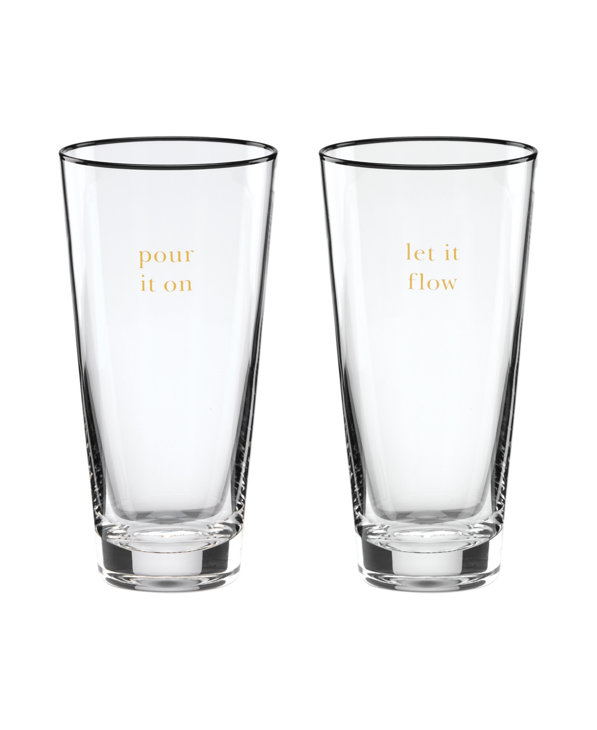 Kate Spade Cheers To Us Let It Flow & Pour It On Glasses 2-piece Set In Clear