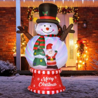 8' Inflatable Christmas Snowman w/ Crystal Ball Body Hat LED