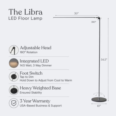 Libra Modern Minimalist LED Floor Lamp with Adjustable Color Temperature (54.5")