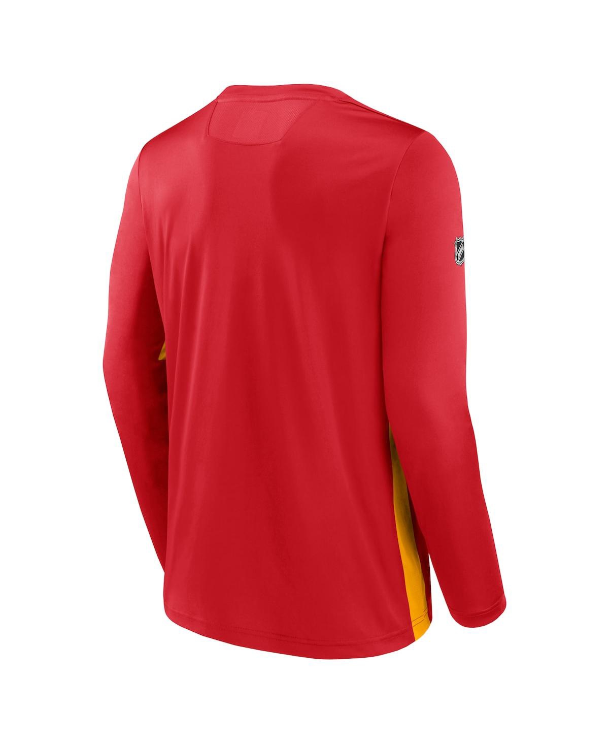 Shop Fanatics Men's  Red Calgary Flames Authentic Pro Rink Performance Long Sleeve T-shirt