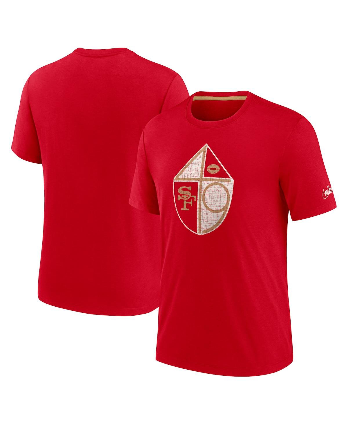 Shop Nike Men's  Scarlet Distressed San Francisco 49ers Playback Logo Tri-blend T-shirt