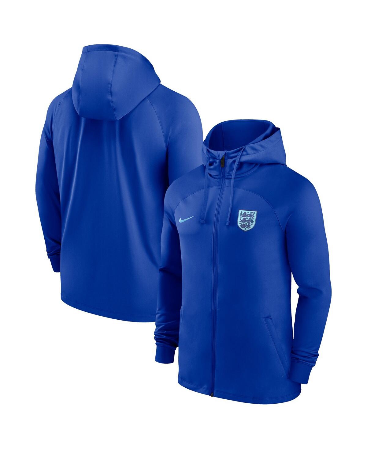 NIKE MEN'S NIKE BLUE ENGLAND NATIONAL TEAM STRIKE RAGLAN HOODIE FULL-ZIP TRACK JACKET 