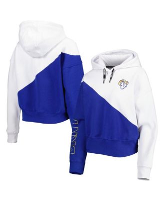 Women's Dkny Sport White/Royal Los Angeles Rams Bobbi Color Blocked Pullover Hoodie Size: Large