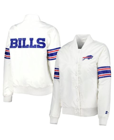Женские куртки Starter Women's White Buffalo Bills Line Up Satin Full-Snap Varsity Jacket