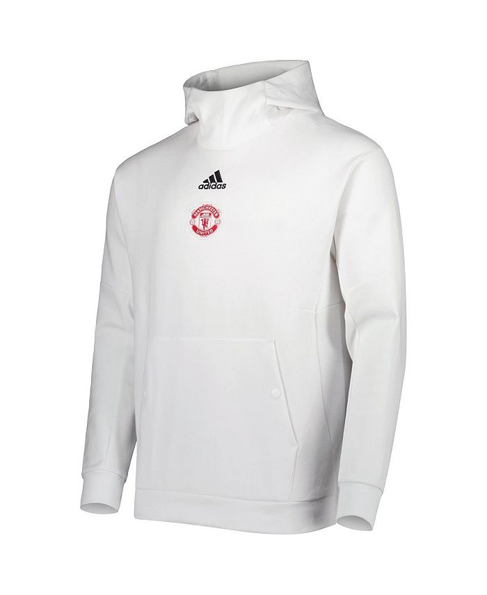 adidas Men's White Manchester United Travel Scuba Neck Pullover Hoodie ...