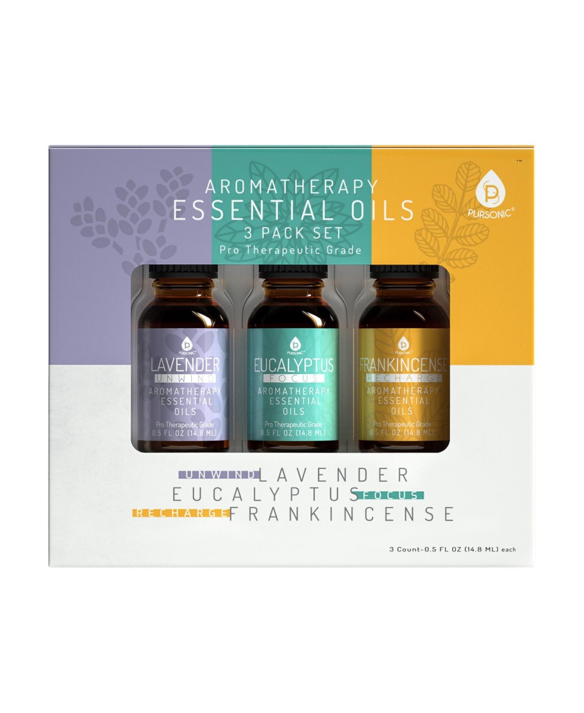 3 Pack Aromatherapy Essential oils (Lavender, Eucalyptus, Frankincense) - Natural
