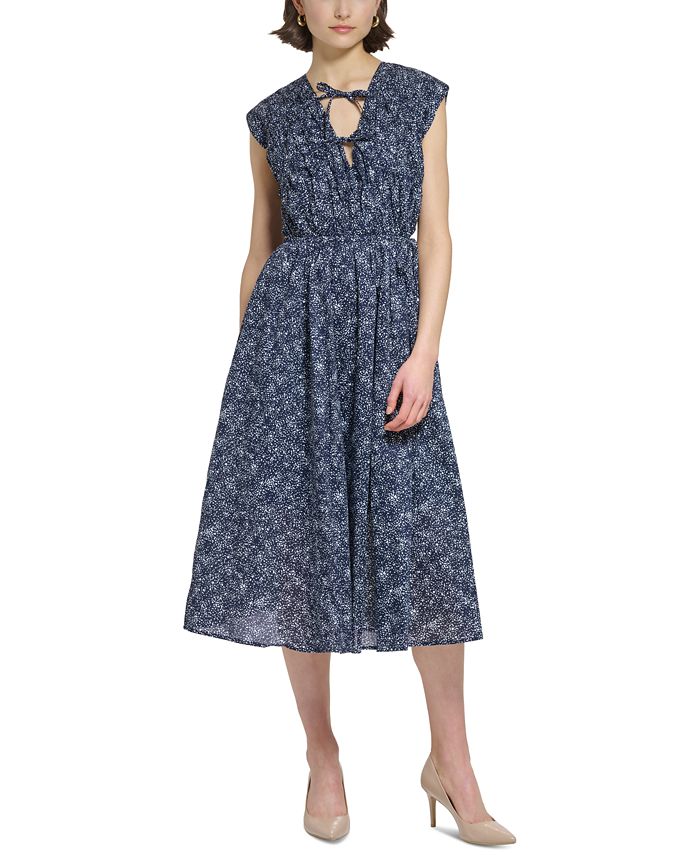 Calvin Klein Women s Printed Cap Sleeve Cotton A Line Dress Macy s