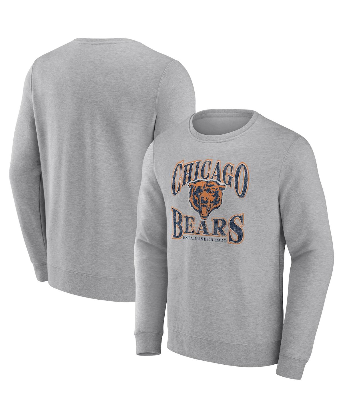 Shop Fanatics Men's  Heathered Charcoal Chicago Bears Playability Pullover Sweatshirt