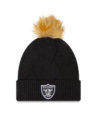 Women's Black Las Vegas Raiders Snowy Cuffed Knit Hat with Pom