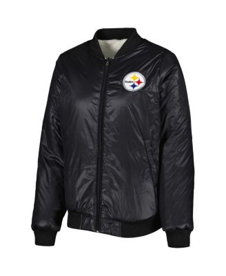 Women's Oatmeal, Black Pittsburgh Steelers Switchback Reversible Full-Zip Jacket