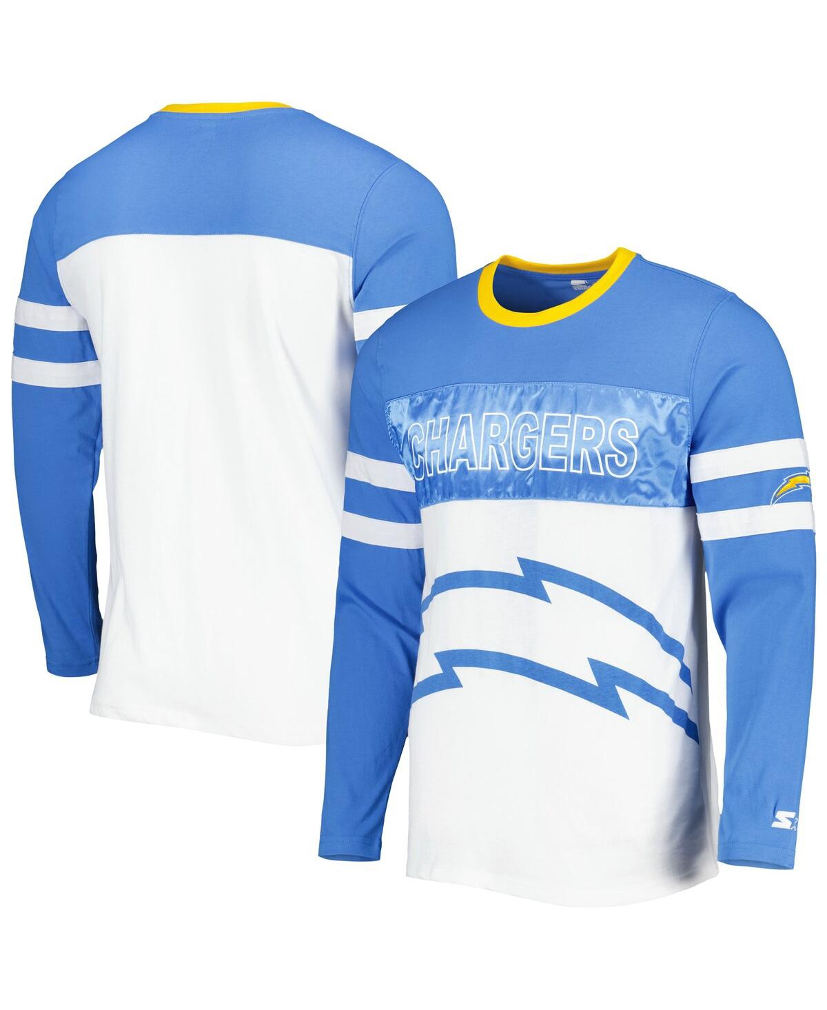 Shop Starter Men's  Powder Blue, White Los Angeles Chargers Halftime Long Sleeve T-shirt In Powder Blue,white