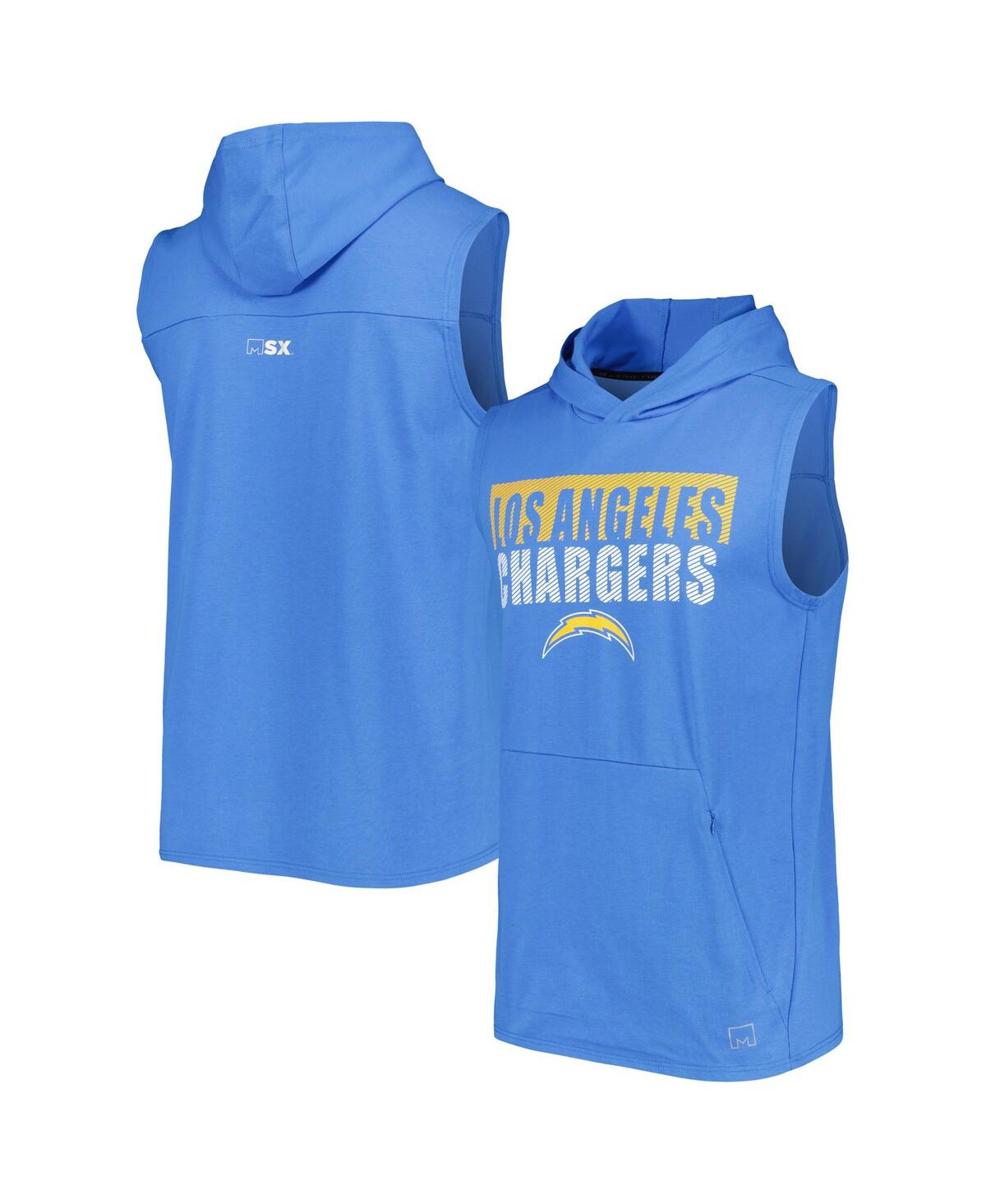 Shop Msx By Michael Strahan Men's  Powder Blue Los Angeles Chargers Relay Sleeveless Pullover Hoodie