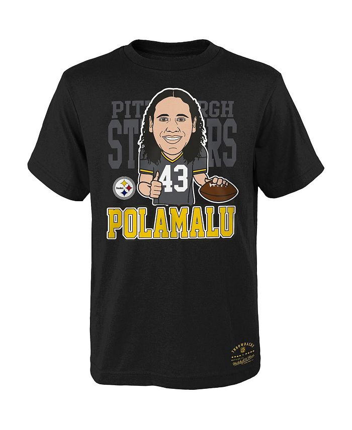 Mitchell & Ness Big Boys and Girls Troy Polamalu Black Pittsburgh Steelers  Caricature Graphic T-shirt - Macy's