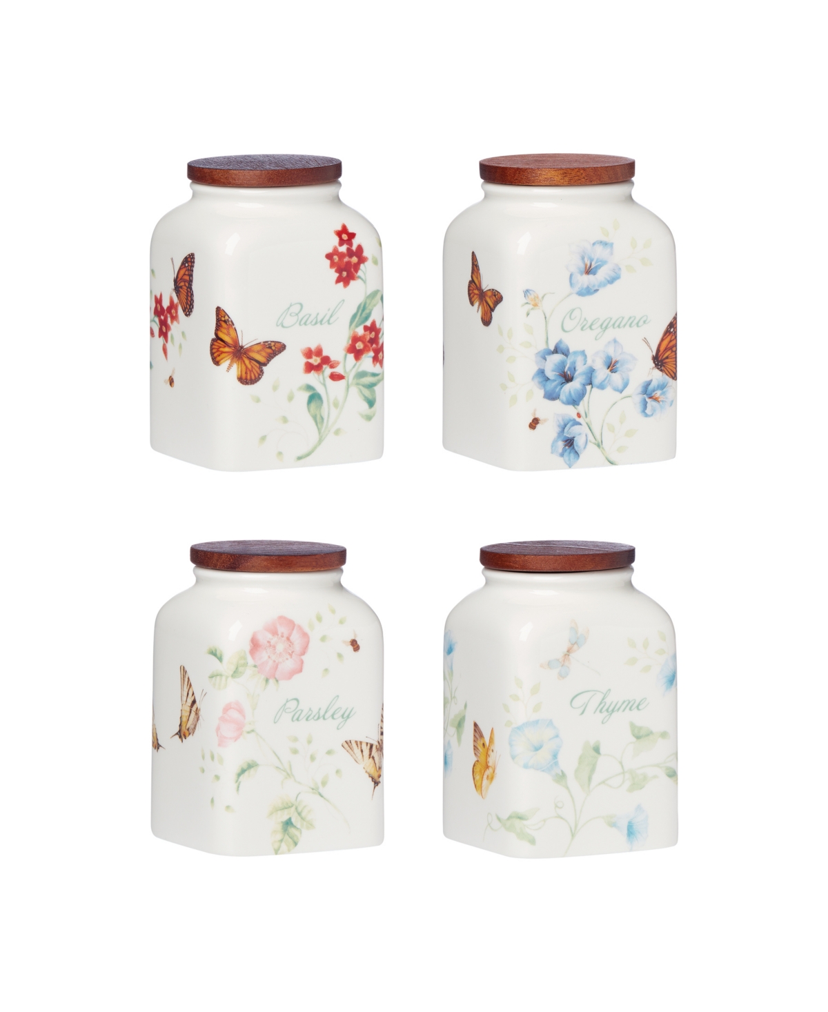 Lenox Butterfly Meadow Assorted Cooking Spice Jars, Set Of 4 In White