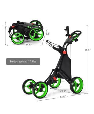 Folding 4 Wheels Golf Push Cart W/Bag Scoreboard Adjustable Handle