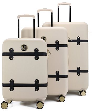 Badgley Mischka Grace 3 Piece Expandable Retro Luggage Set (Black)