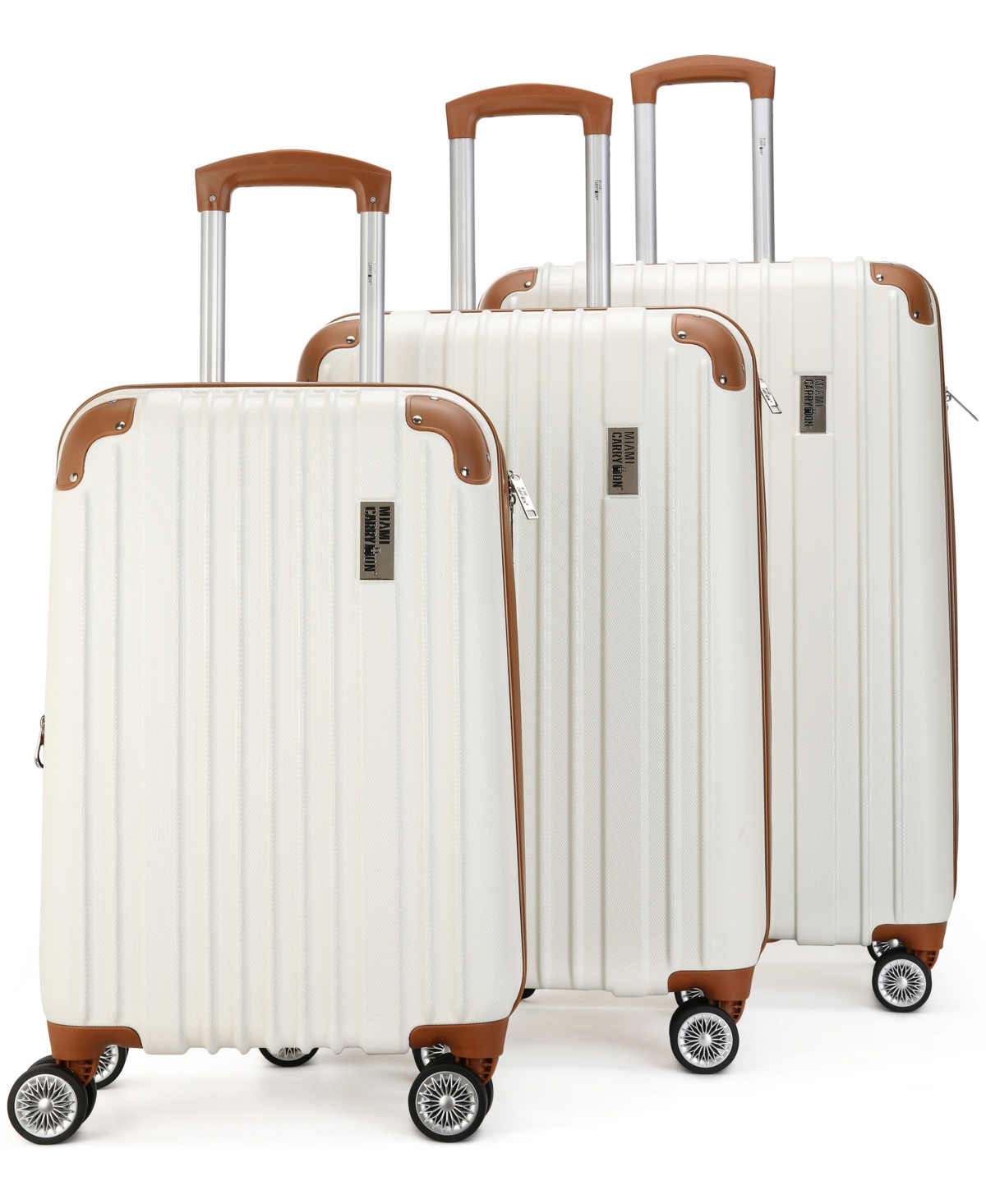 Collins 3 Piece Expandable Retro Spinner Luggage Set - White