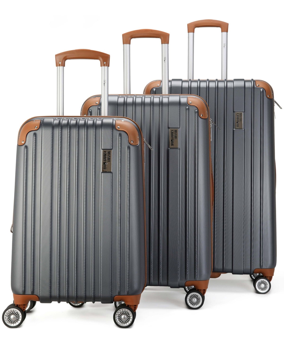 Collins 3 Piece Expandable Retro Spinner Luggage Set - Grey