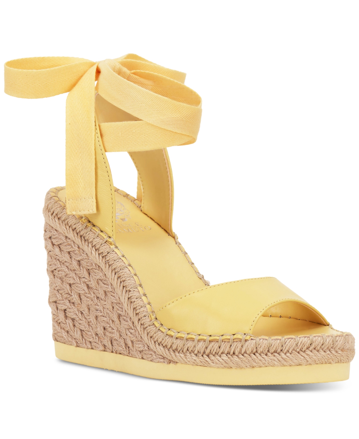 Vince Camuto Women's Bendsen Ankle Wrap Wedge Sandals Women's Shoes In Bright Yellow