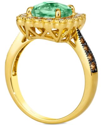 Mint Julep Quartz (2-1/5 ct. t.w.) & Diamond (1/2 ct. t.w.) Halo Ring in 14k Gold