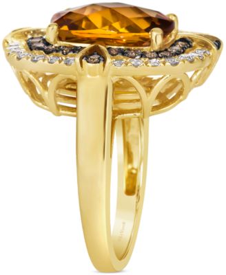 Cinnamon Citrine (4-3/4 ct. t.w.) & Diamond (1 ct. t.w.) Double Halo Ring in 14k Gold