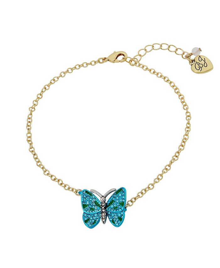 Betsey Johnson Faux Stone Butterfly Charm Anklet Macy's