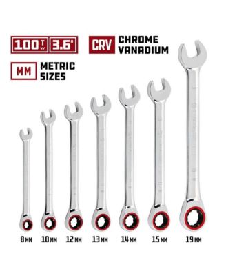 7 Piece Metric 100 Tooth Ratcheting Wrench Set