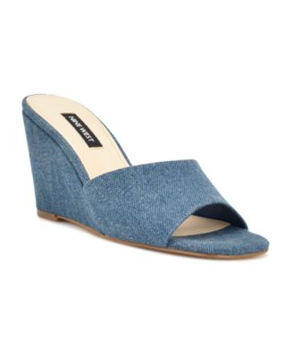 Nine West Women's Nesa Square Toe Slide-on Wedge Dress Sandals - Macy's
