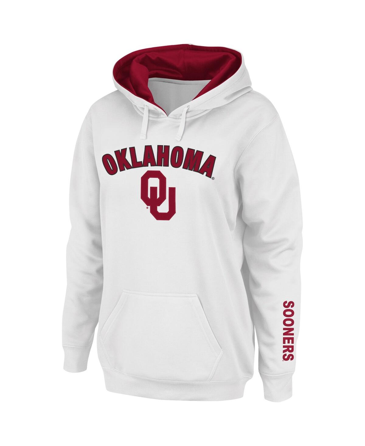 Colosseum Women's White Oklahoma Sooners Arch And Logo 1 Pullover Hoodie