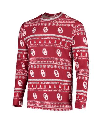 Men's Crimson Oklahoma Sooners Ugly Sweater Knit Long Sleeve Top and Pant Set