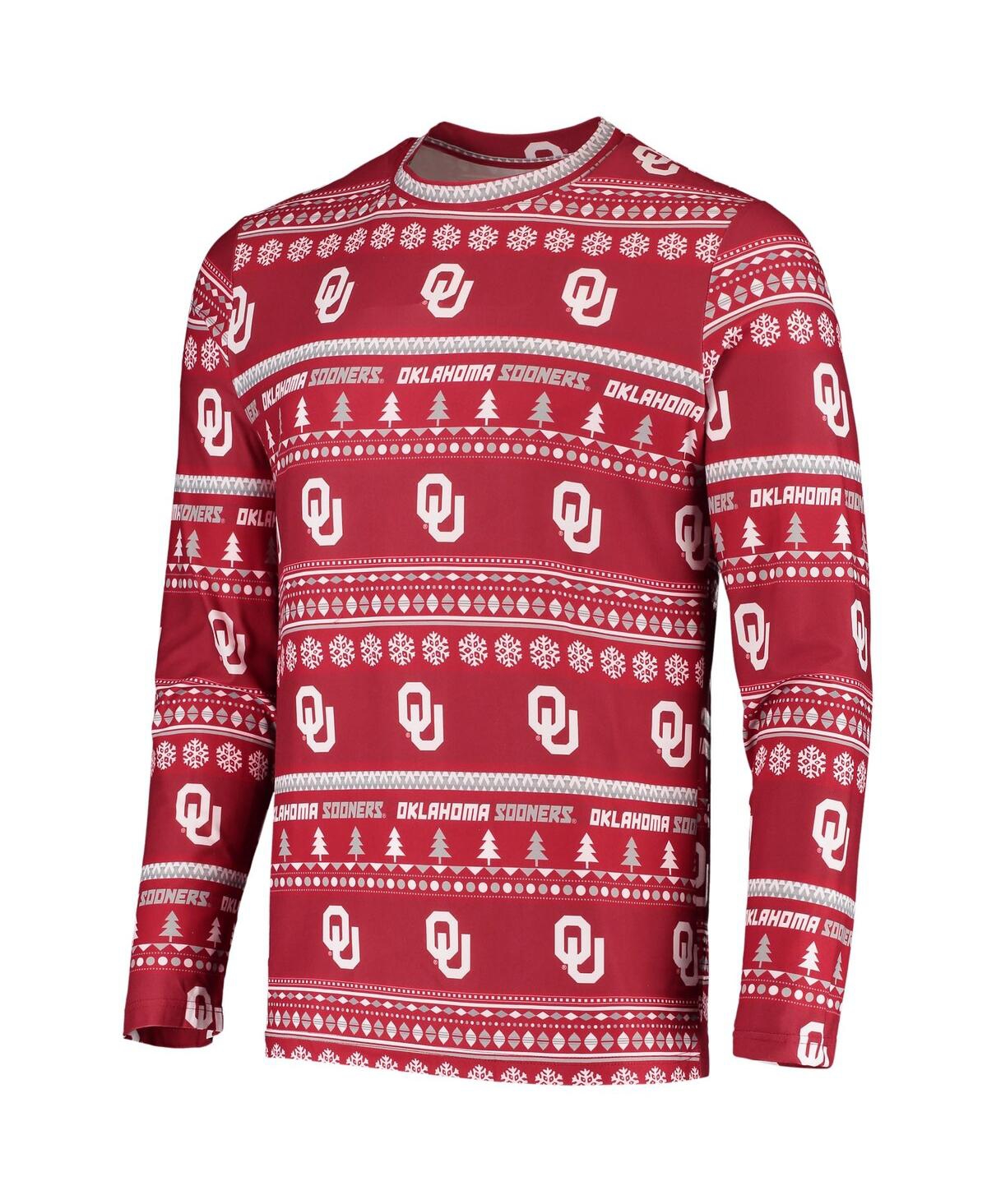 Shop Concepts Sport Men's  Crimson Oklahoma Sooners Ugly Sweater Knit Long Sleeve Top And Pant Set