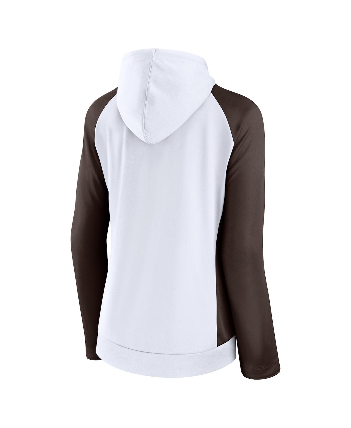 Shop Fanatics Women's  White, Brown Cleveland Browns End Around Raglan Full-zip Hoodie In White,brown