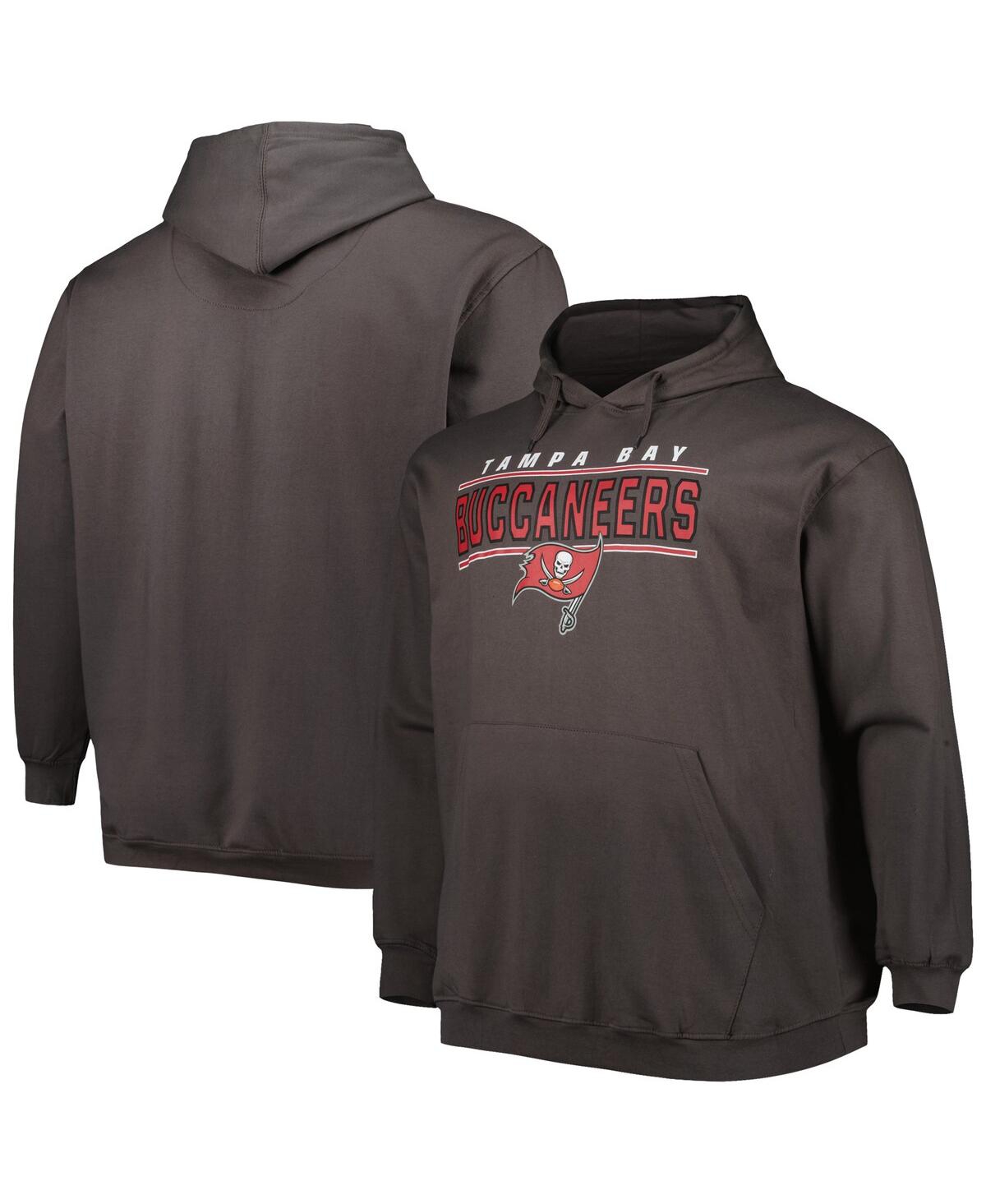 Profile Men's Charcoal Tampa Bay Buccaneers Big And Tall Logo Pullover Hoodie In Charcoal
