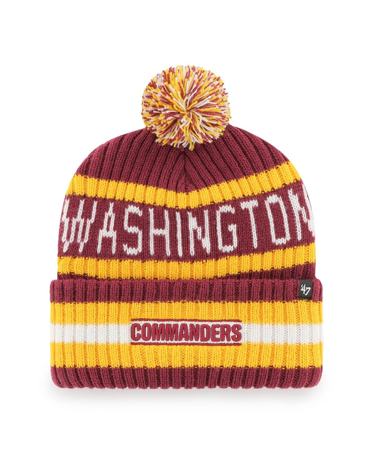 Shop 47 Brand Men's ' Burgundy Washington Commanders Bering Cuffed Knit Hat With Pom