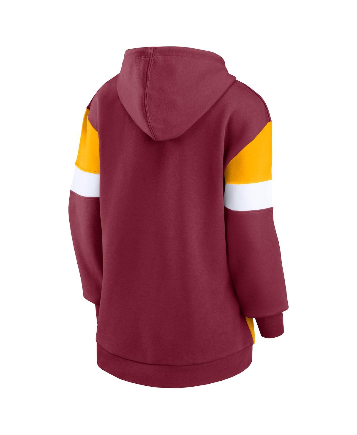 Fanatics Women's  Burgundy, Gold Washington Commanders Lock It Down Pullover Hoodie In Burgundy,gold