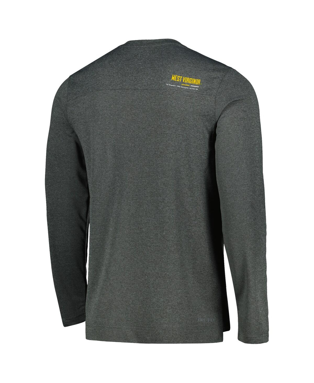 Men's NikeWest Virginia Mountaineers 2022 Coach Performance Long Sleeve V-Neck T-shirt - Heather Charcoal
