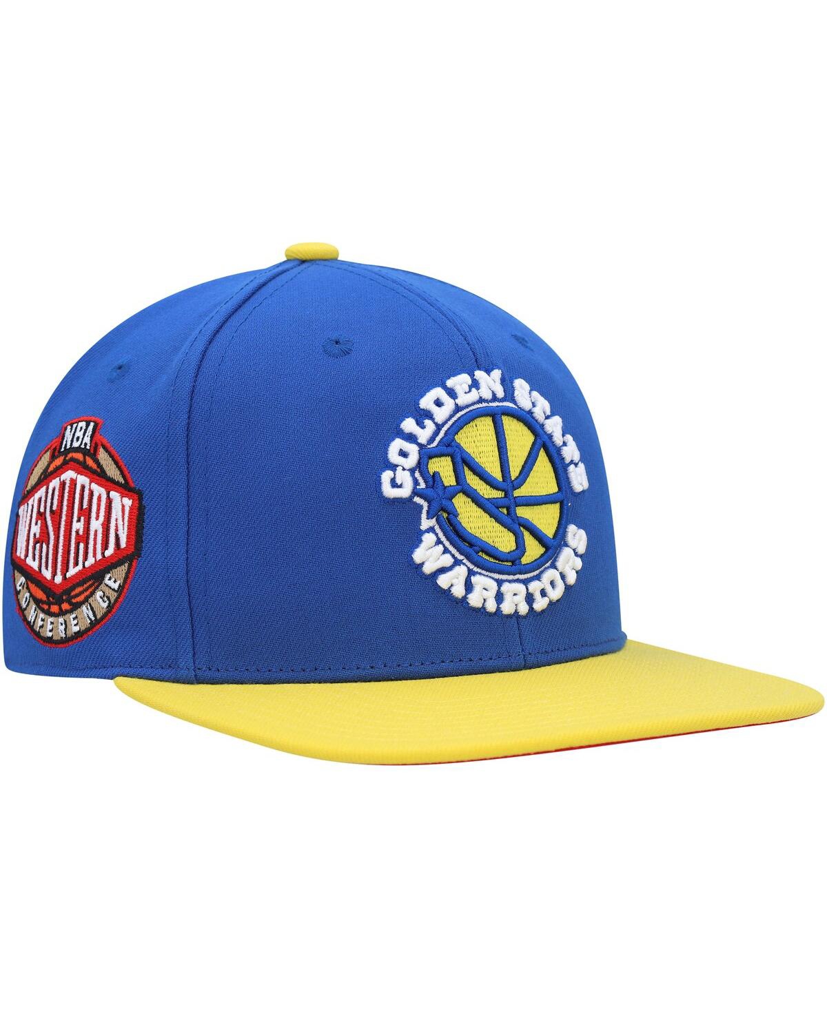Men's Mitchell & NessGolden State Warriors Hardwood Classics Coast to Coast Fitted Hat - Royal