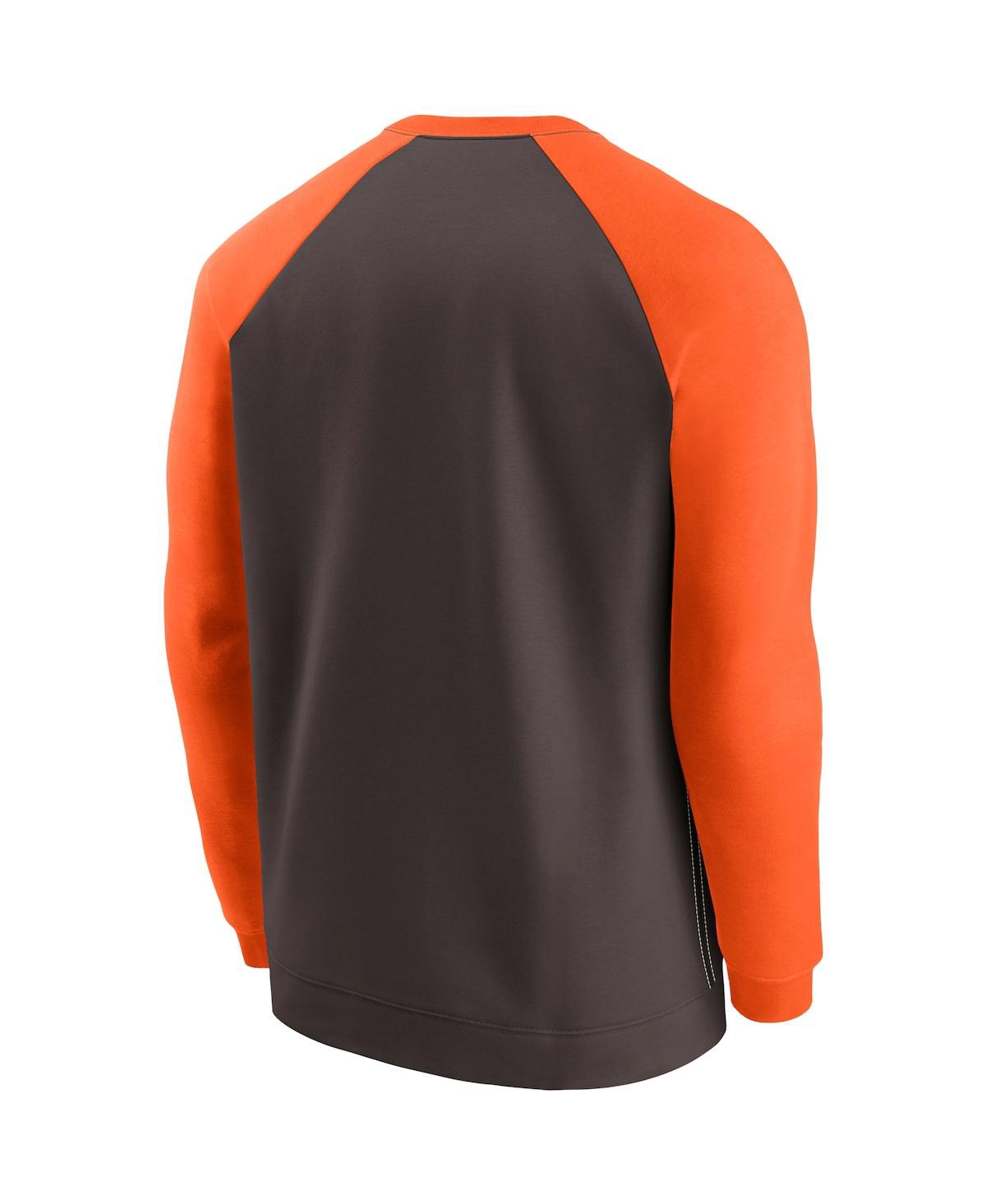 Shop Nike Men's  Brown, Orange Cleveland Browns Brownie The Elf Historic Raglan Crew Performance Sweater In Brown,orange