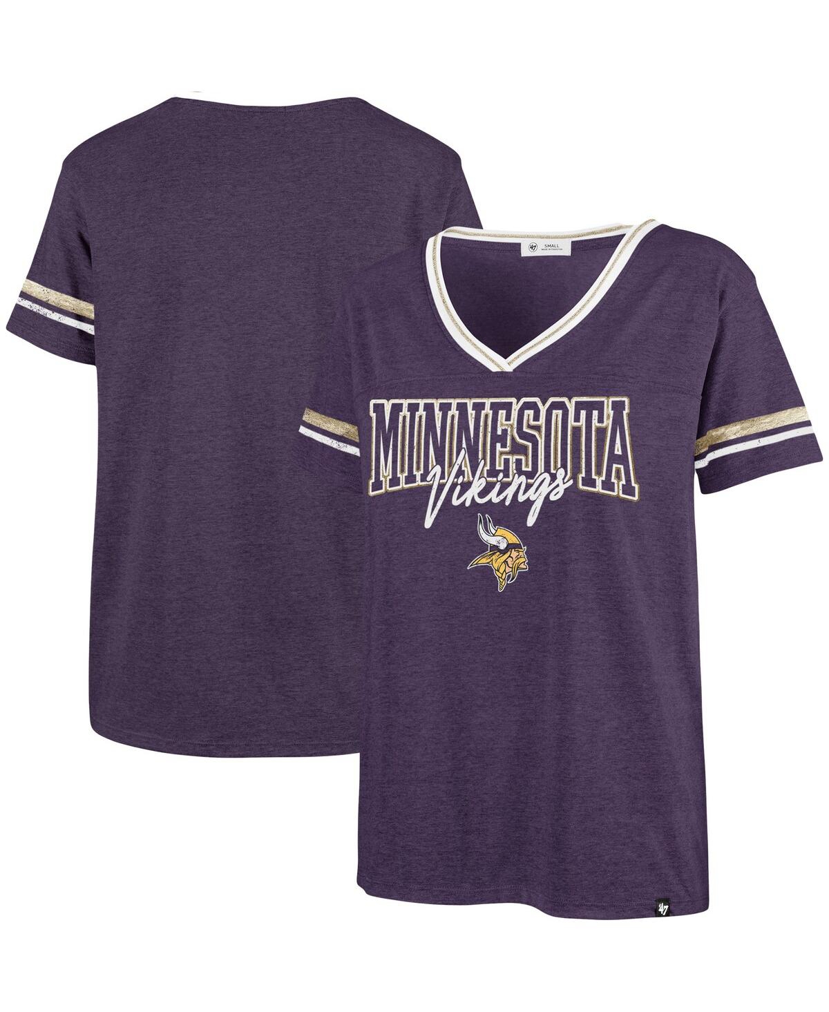 Shop 47 Brand Women's ' Heathered Purple Minnesota Vikings Hollow Bling Piper Luxe V-neck T-shirt In Heather Purple