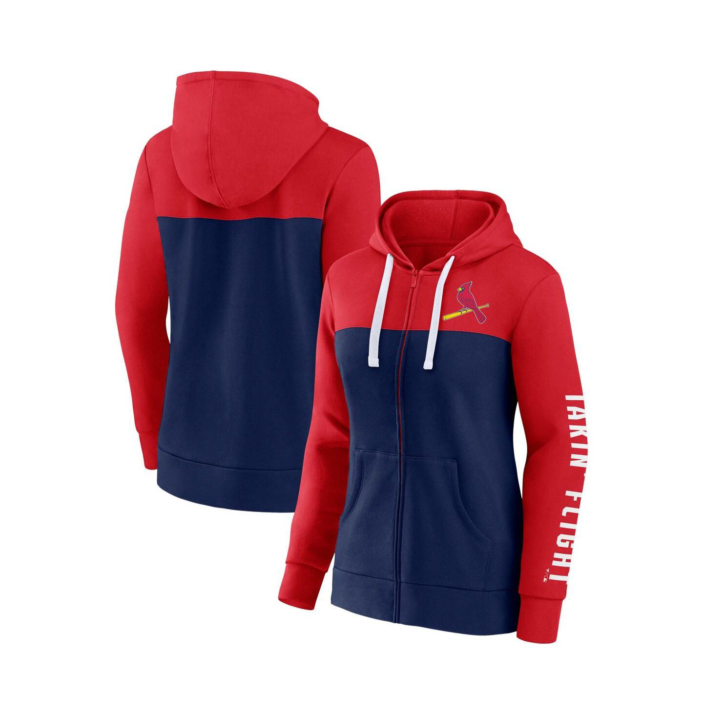 Женские худи Fanatics Red, Navy St. Louis Cardinals Take The Field Colorblocked Full-Zip Jacket — фото 1
