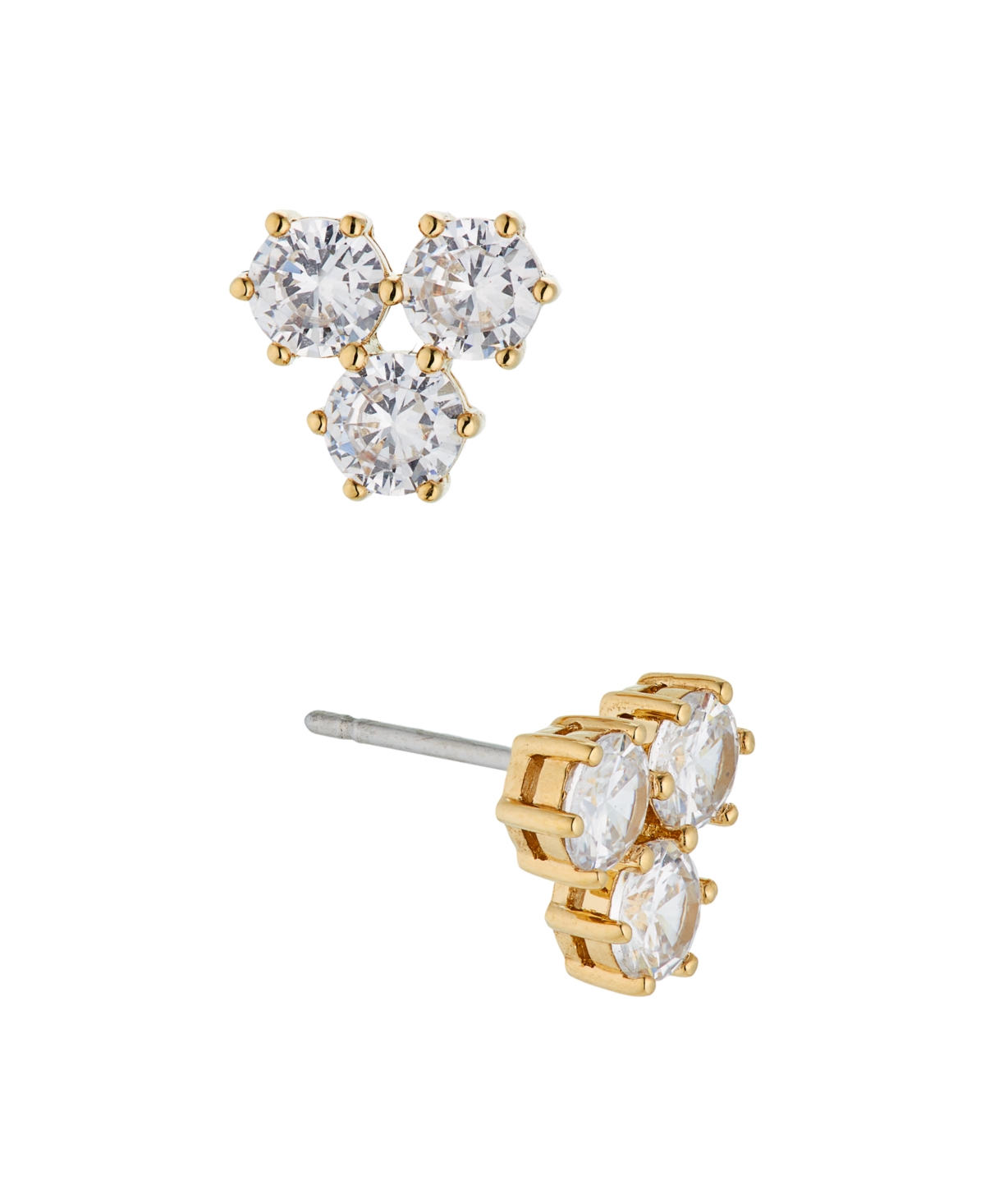 Triple Stone Cubic Zirconia Stud Earrings, Created for Macy's - Gold