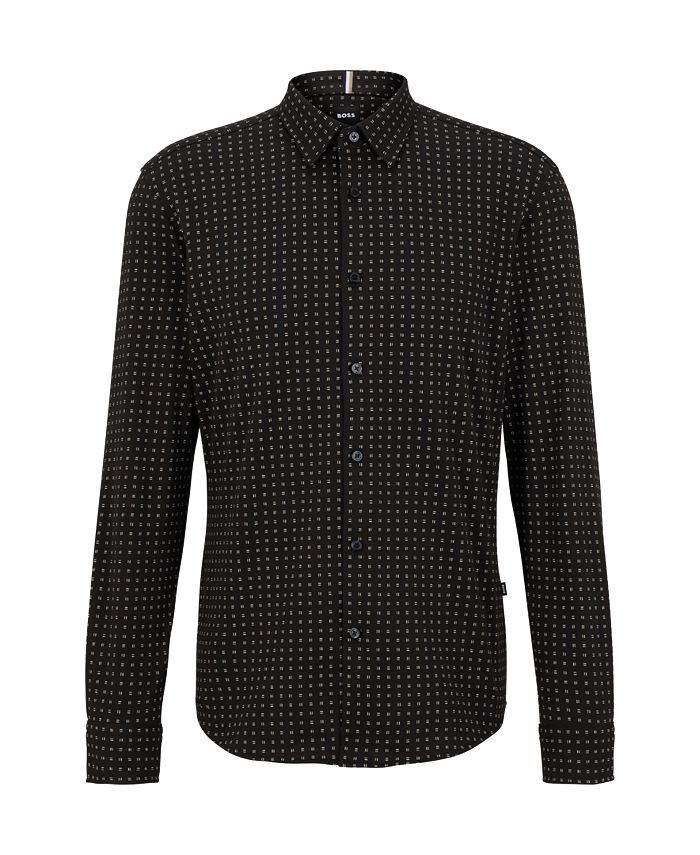 Hugo Boss Men's Slim-Fit Shirt in Printed Cotton-Blend Jersey - Macy's