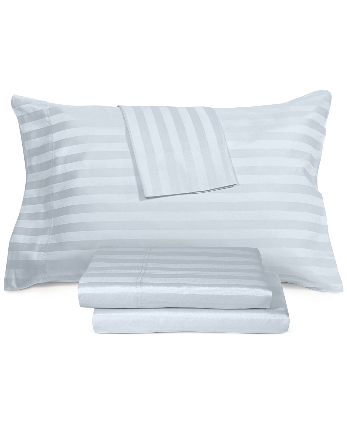 Aq Textiles Ultra Lux Wide Stripe 1200-thread Count 4-pc. Sheet Set, King Bedding In Blue
