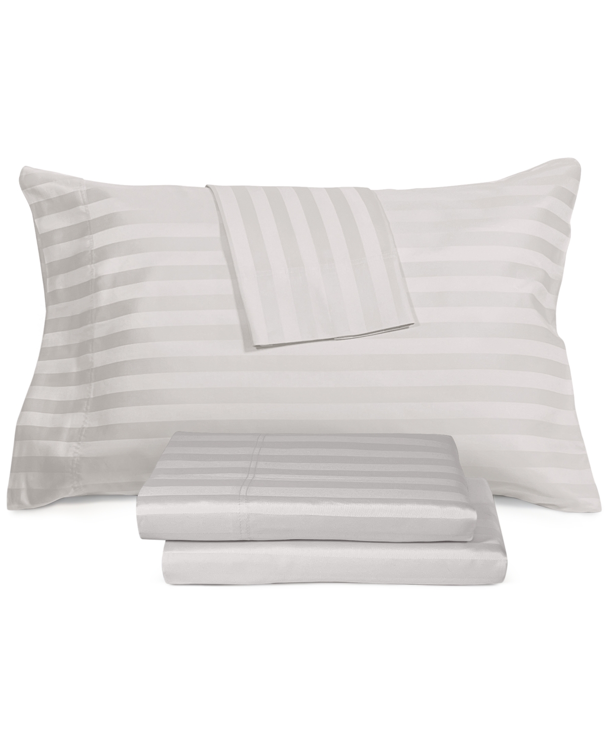 Aq Textiles Ultra Lux Wide Stripe 1200-thread Count 4-pc. Sheet Set, King Bedding In Grey