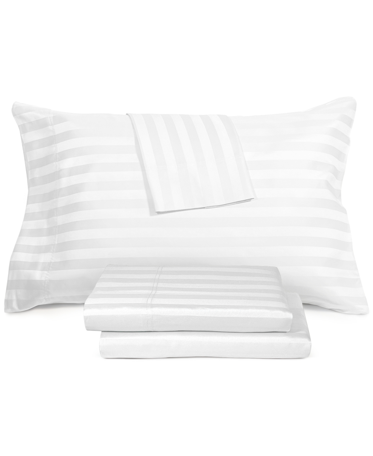 Aq Textiles Ultra Lux Wide Stripe 1200-thread Count 4-pc. Sheet Set, King Bedding In White